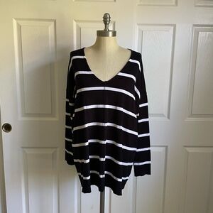 Torrid Black and White Striped Sweater